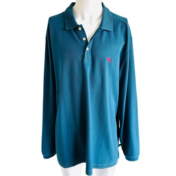 TOMMY BAHAMA : Emfielder Polo Long Sleeve - XXL/TTG - Teal Blue (like new) - Picture 2 of 8